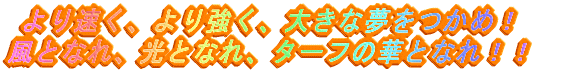 より速く、より強く、大きな夢をつかめ! 風となれ、光となれ、ターフの華となれ!!